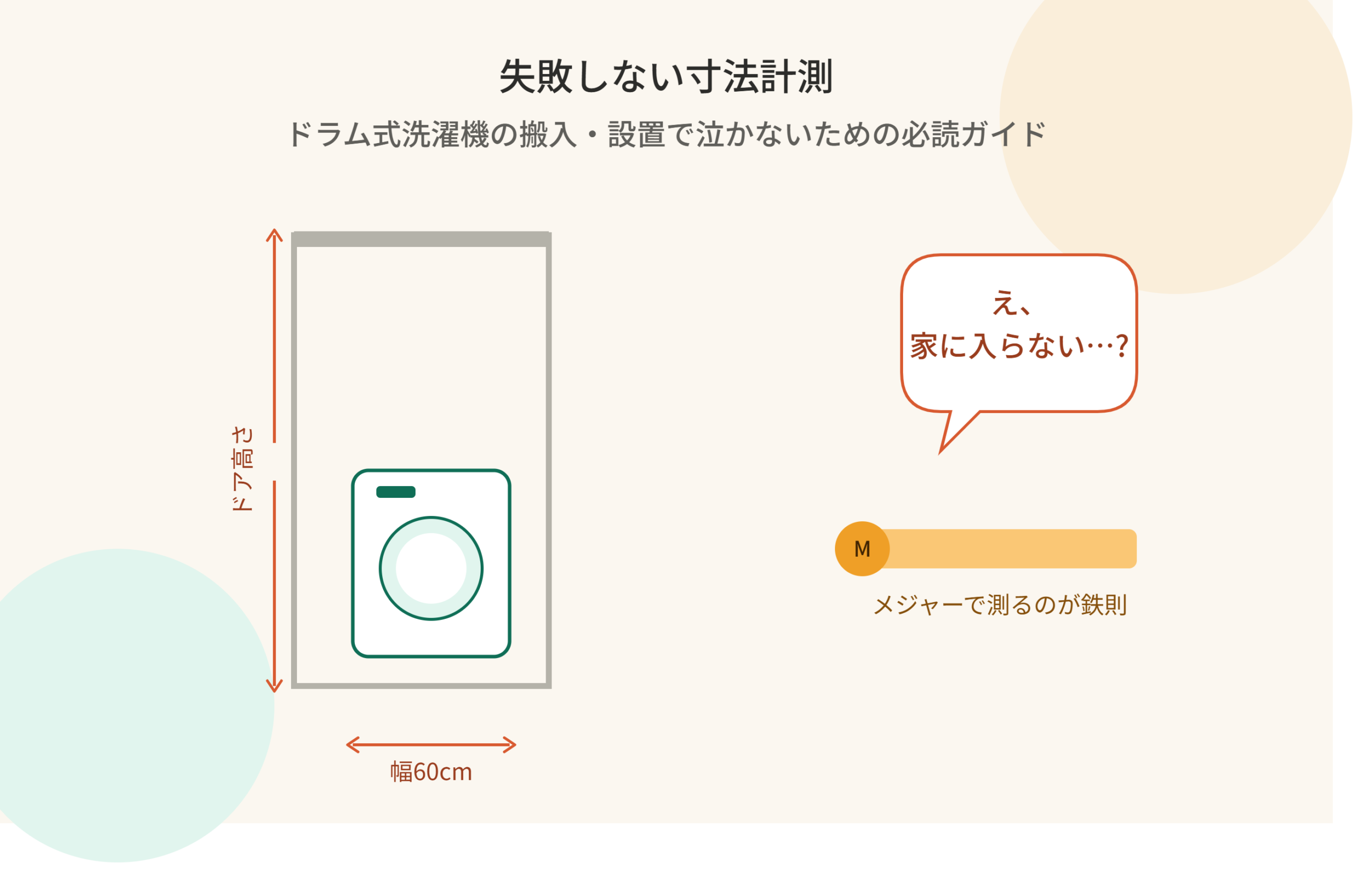 【失敗しない寸法計測】「え、家に入らない…？」ドラム式洗濯機の搬入・設置で泣かないための必読ガイド